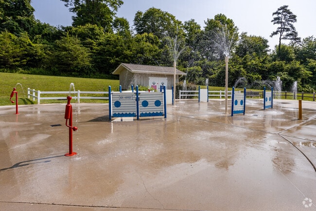 The New Harvest Park Splash Pad in Corinth is open from May to September, weather permitting.