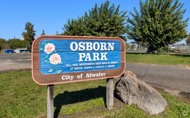 Osborn Park in Atwater offers tennis, skate park and baseball fields for you to enjoy.