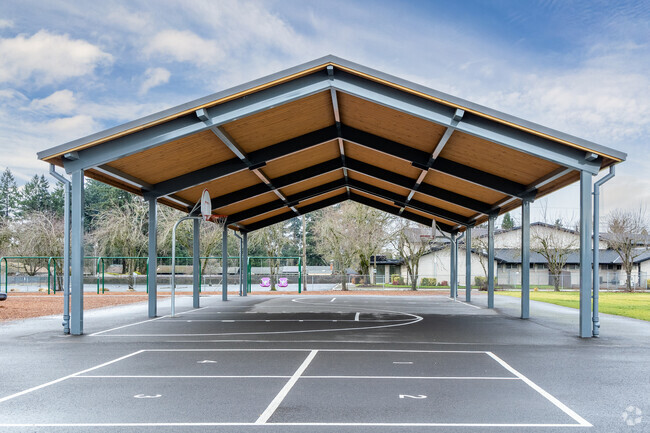 A covered basketball court at Ellsworth Elementary School keeps kids active all year.