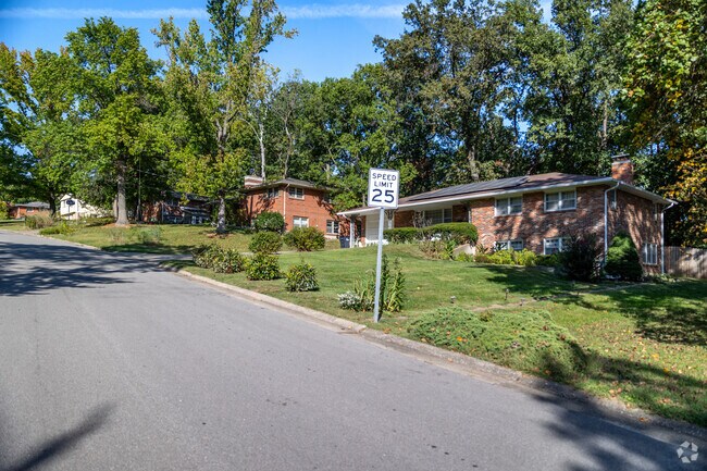 The streetscape of County House Branch is windy and hilly.
