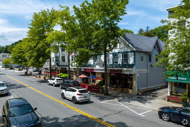 A smattering of small shops along the main street of Valhalla.