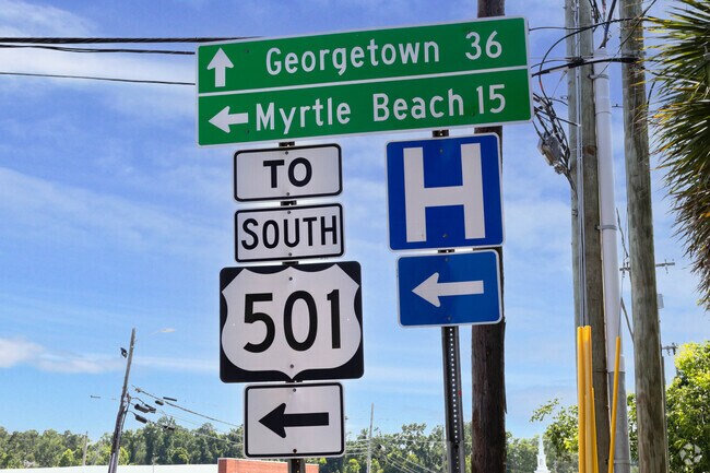 Just a short drive down highway 501 south and you arrive in Myrtle Beach in Conway.