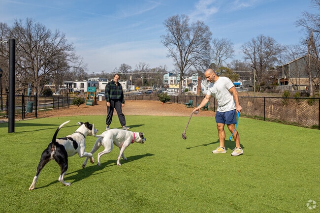 The dog park in Briarcreek-Woodland is a great place to relax with your furry friend.