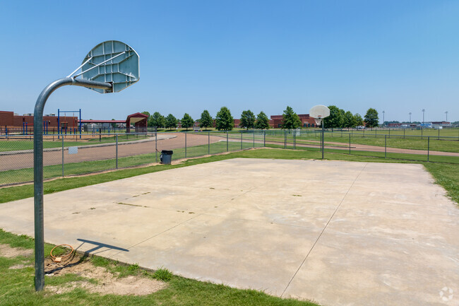 Desoto Central Elementary School has an outdoor basketball court.