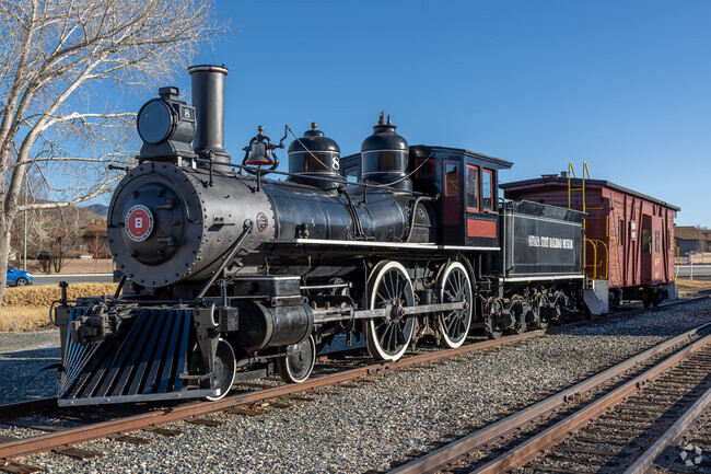 A historic steam locomotive at the Nevada State Railroad Museum in Carson City.