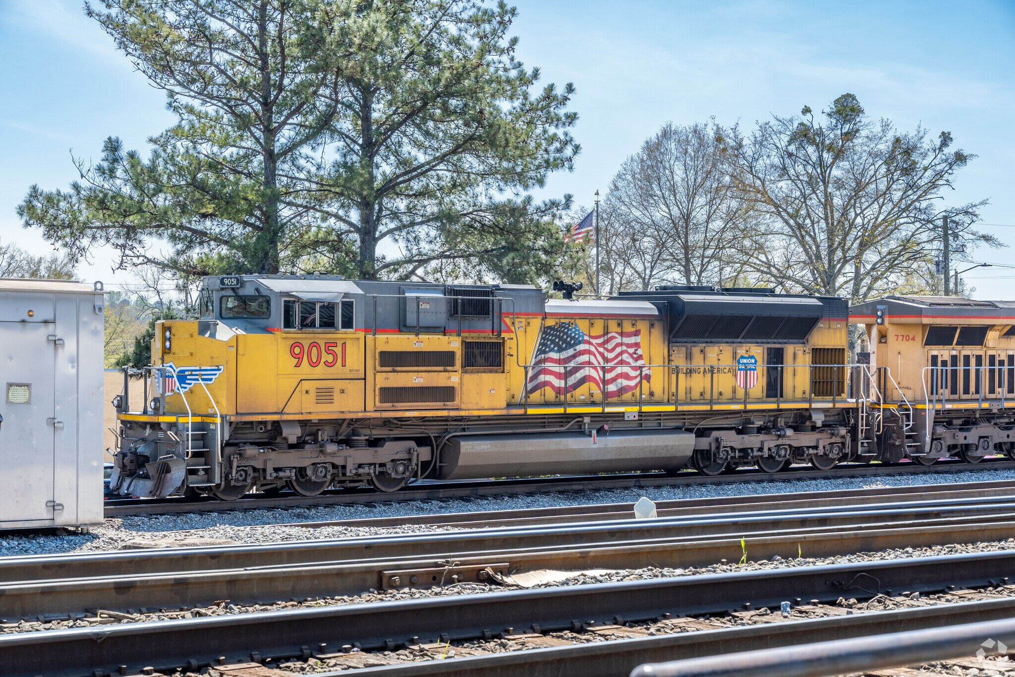 A train at the train watching platform.