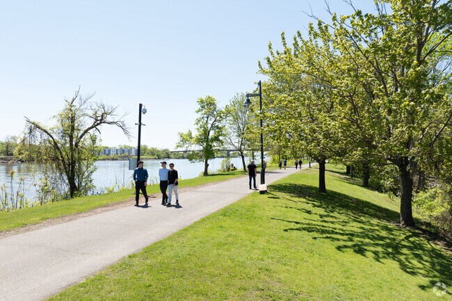Corning Preserve in Albany provides waterfront paths and green space by the Hudson.