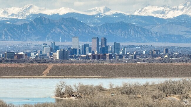 Cherry Creek State Park with Denver skyline in the background seen from Park Villas.