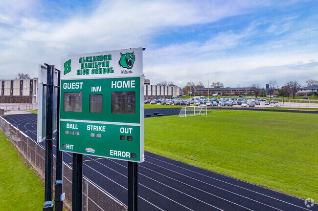 The athletic field at Hamilton High school in the Root Creek neighborhood.