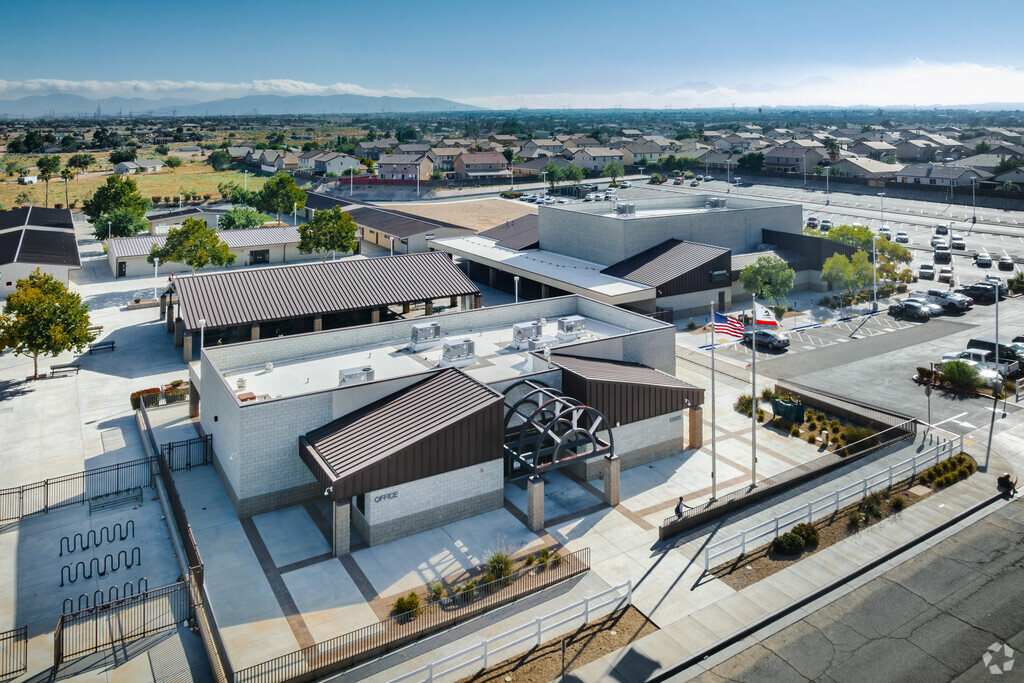 A sprawling view of Cedar Middle School in Hesperia seen from above.