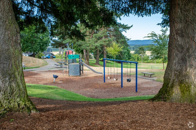 A view of Lake Vancouver from the playground at Franklin Park in Northwest Vancouver neighbood.