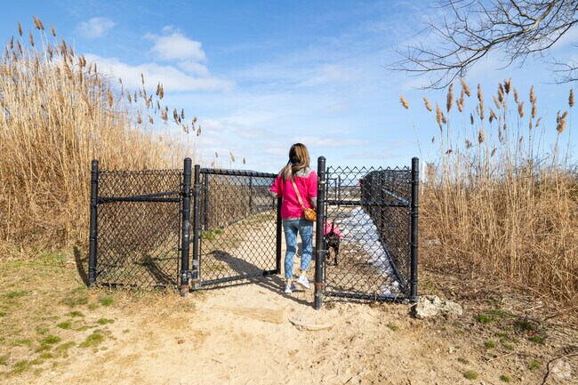 Mud Creek Dog Park in Bellport is a large park on the water with great scenery.