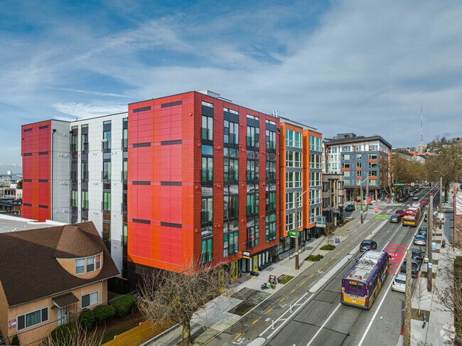 Well-connected bus systems serve nearby townhomes and condominiums in Uptown.