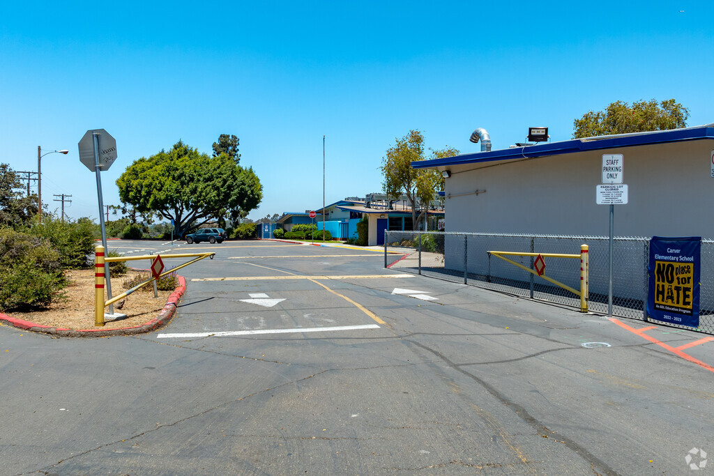 A view from the driveway at Carver Elementary School.