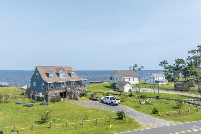 Nags Head style homes can be found on the waterfront in Manns Harbor.