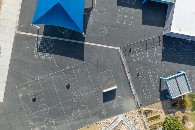 Herr Helen Elementary School students have ample space in the courtyard where they play.