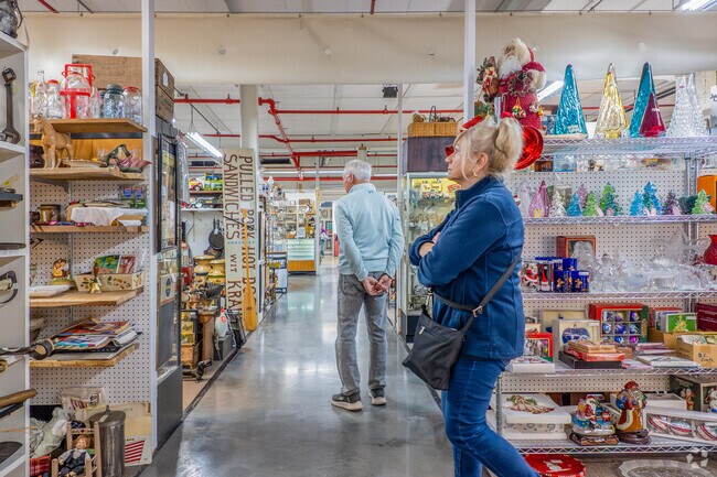 Residents browse vintage goods at Mad Hatter Antiques near Swartzville.