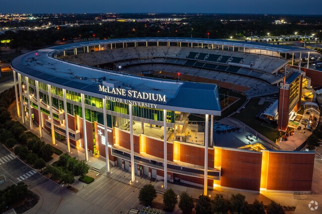 Baylor's McLane Stadium sits just across the Brazos River near Timbercrest.