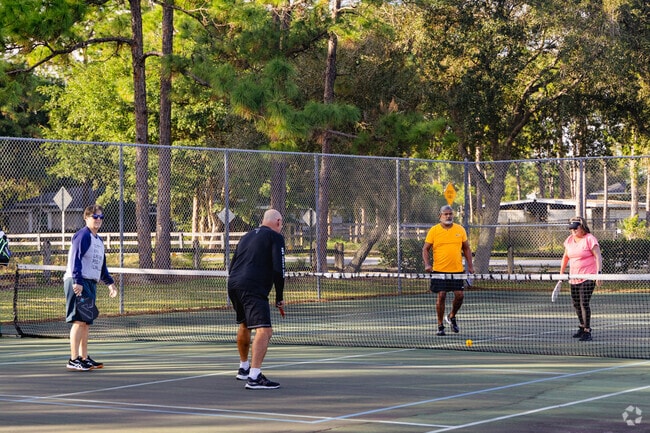 A game of pickleball is a normal occurrence in the afternoons at Temple park in The Acreage.