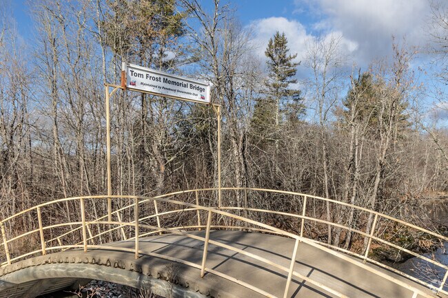 Tom Frost Memorial Bridge spans shallow waters near Hermon.