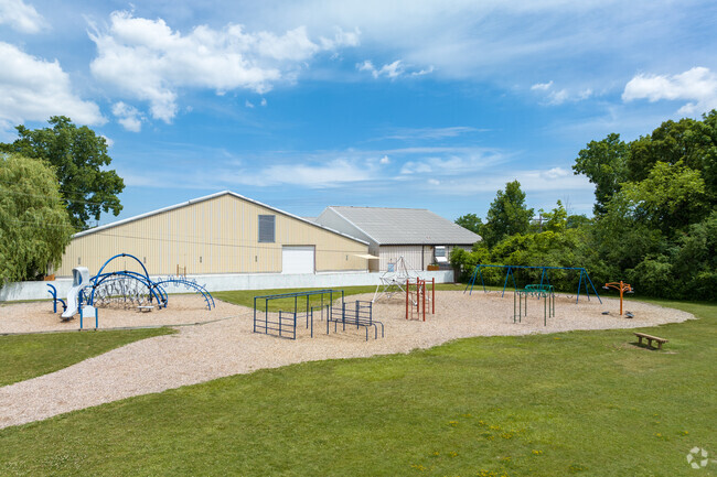 Modern and fun playground structures at Birmingham Public Schools Beverly Elementary School.