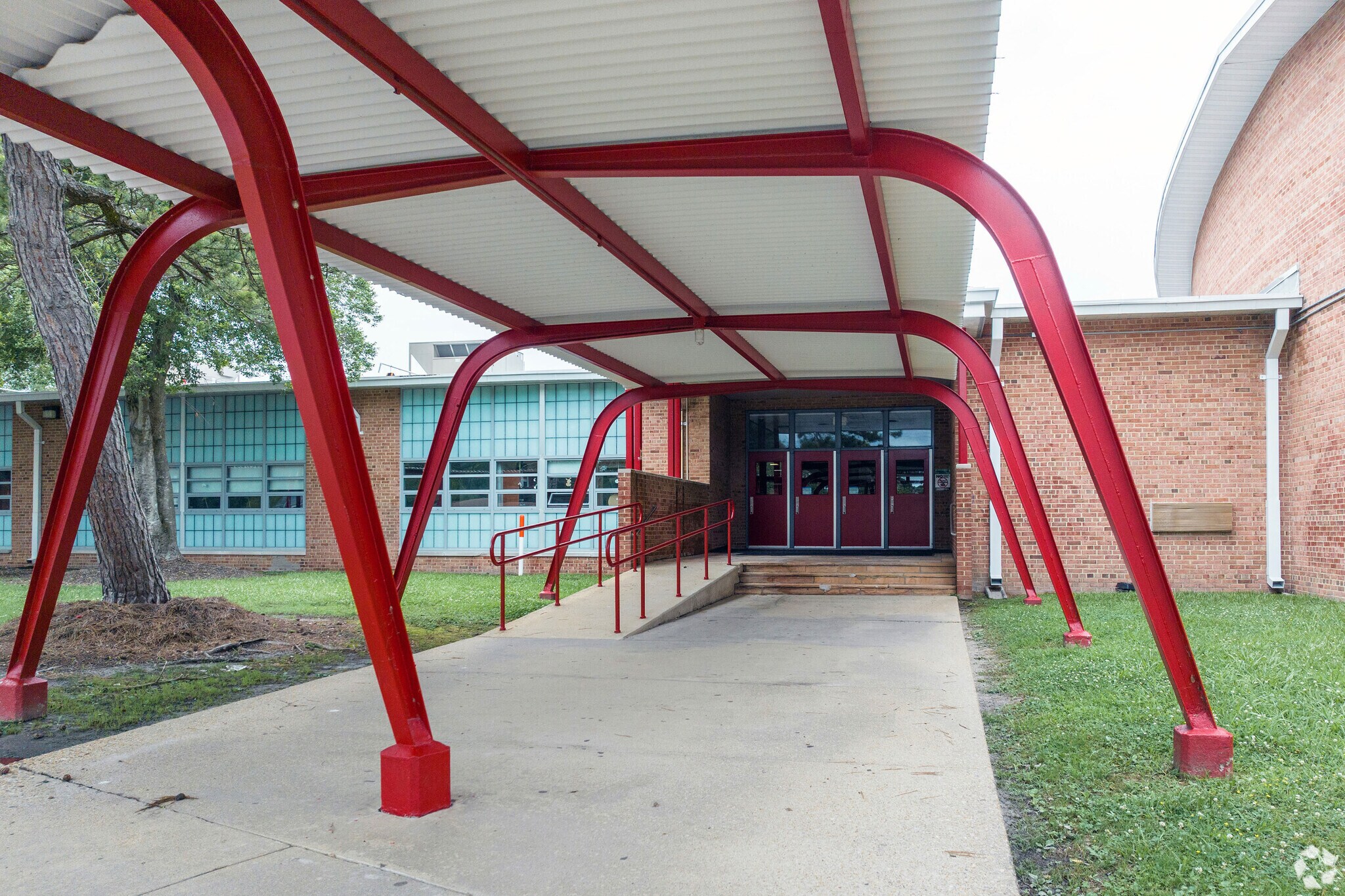 Bayside High School's entrance near the Hollywood Homes neighborhood of Norfolk.