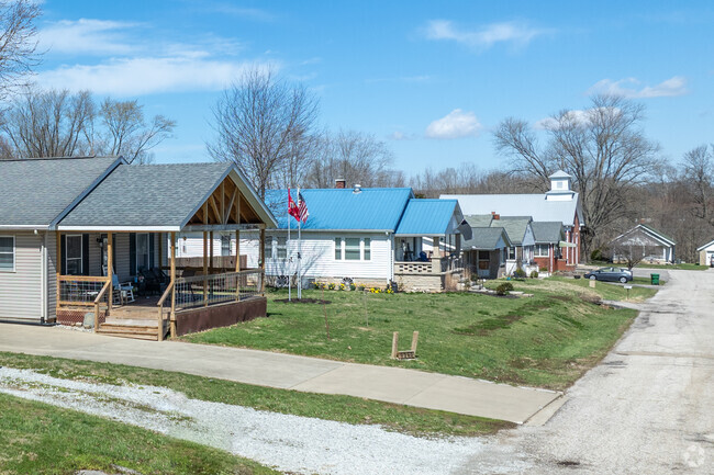 A couple streets in the main area of Harrodsburg provide more dense housing and community.