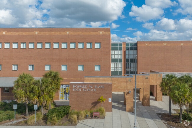 Howard Blake High School entrance welcomes students to learn.