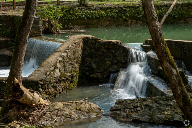 Waterfall on Buck Creek once provided power to the Siluria Cotton Mill and now can be found along the Buck Creek Trail.