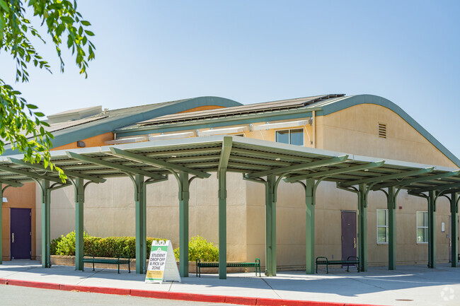 George V. LeyVa Middle School building east side in Hidden Glen, San Jose, California.