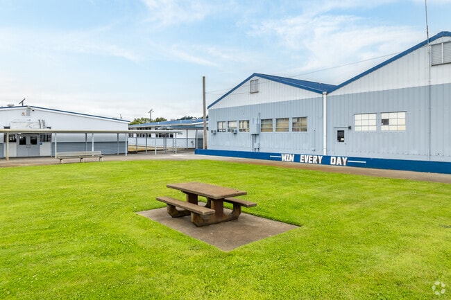 Fortuna Union High School students can sit on the bench and study outside.