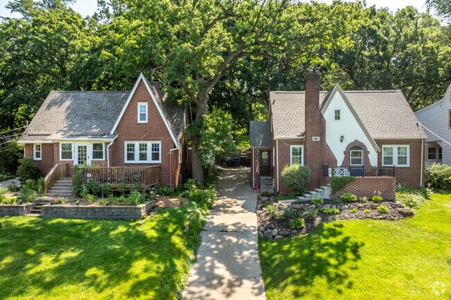 Smaller brick homes with ornate rooflines are a great starter home option in Westwood.