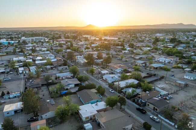 Historic homes in Mesquite Historic District are near local shops.