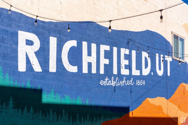 The vibrant mural reading “Richfield, UT” celebrates the city’s heritage and welcoming community spirit.