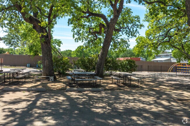 Kids at Vine Academy can enjoy lunch outdoors.