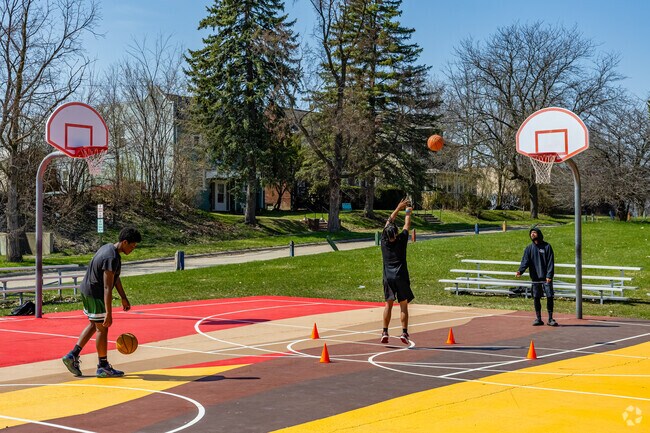 Active locals can practice drills at one of Windiate Park's many basketball hoops.