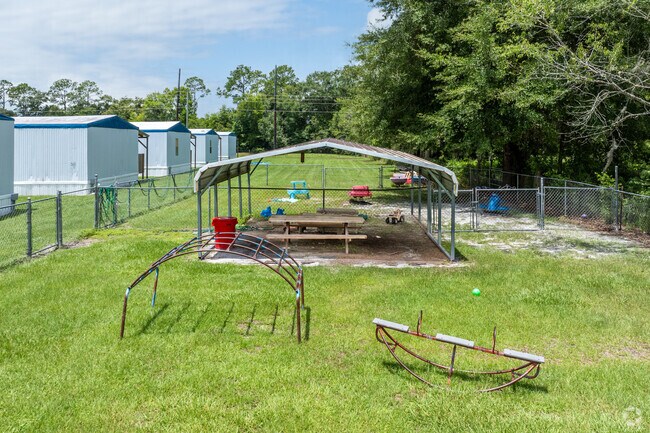 Kids can take a break in the shade during recess at Hope Christian Academy.