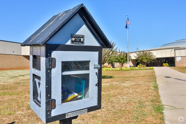 York middle school has a little library where books are free to borrow.
