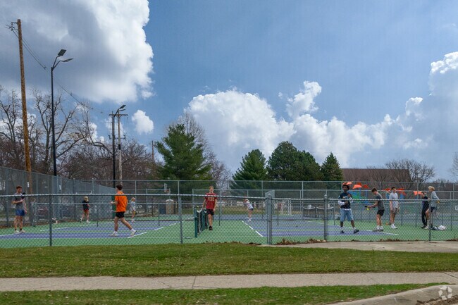 Students enjoy the Pickleball courts located in Washington Square's Moran Park.