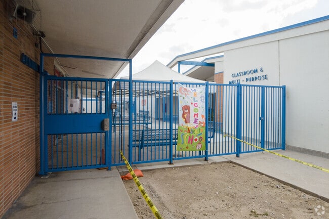 The entrance to La Primaria Elementary School in El Monte is gated.