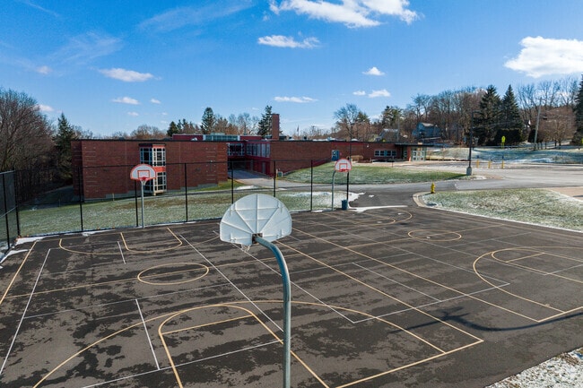 Onondaga Hill Middle School has two basketball courts for the kids to shoot hoops.