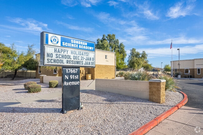 The monument sign greets you at Sonoran Science Academy in Peoria.