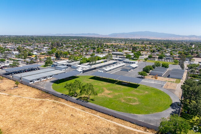 The track field at Mt. Vernon Elementary is located near the Southwest end of the campus.