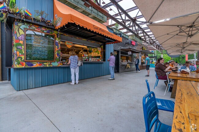 Eastway locals enjoy the vast variety of amenities in NODA like Camp North End for food.