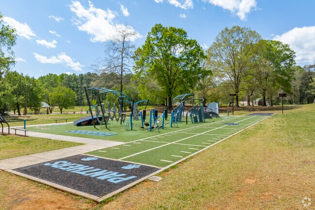 Hornet's Nest Park has a Panthers themed playground and exercise area.
