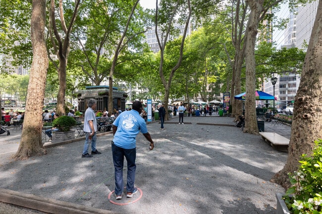 Outdoor activities are found at Bryant Park.