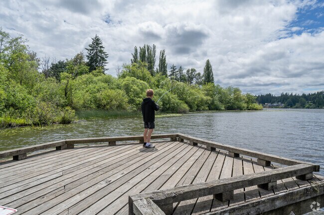 Go fishing from the pier at Long Lake near Bethel.