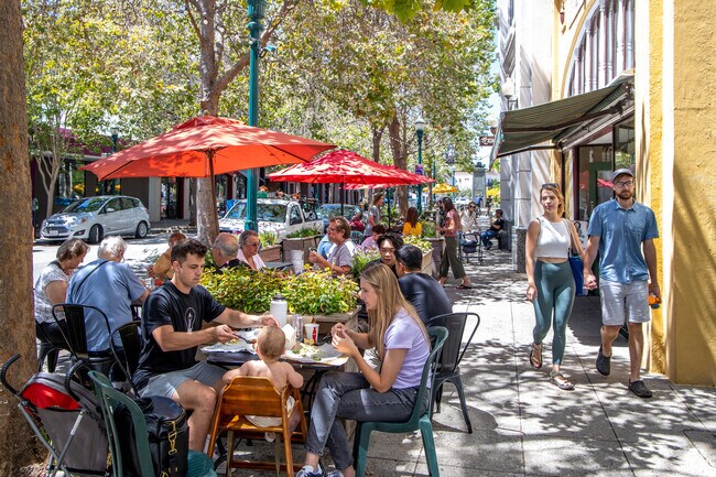 Santa Cruz's downtown district is eminently walkable, with wide sidewalks near Carbonera.