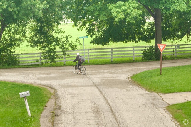 A local resident of McCullom Lake goes for a bike ride.