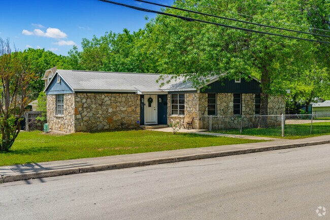 Ranch homes throughout Balcones Heights vary in style; some feature brick or stone exteriors.